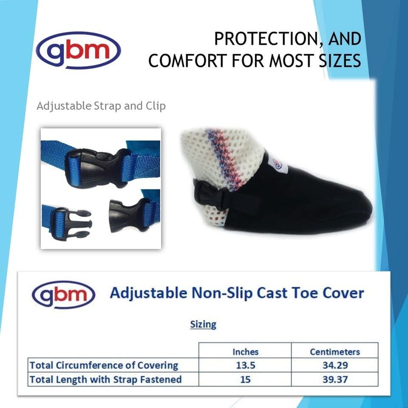 GBM Store - Cast Sock - Heavy-Duty Non-Slip Adjustable Closed Toe Cast Cover, Fits Virtually Any Leg, Ankle, or Foot Cast (Black) - Image 3